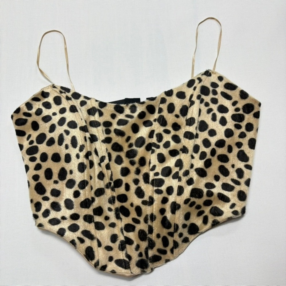 O.L.M Velvet Animal‎ Print Corset Bustier Top, small